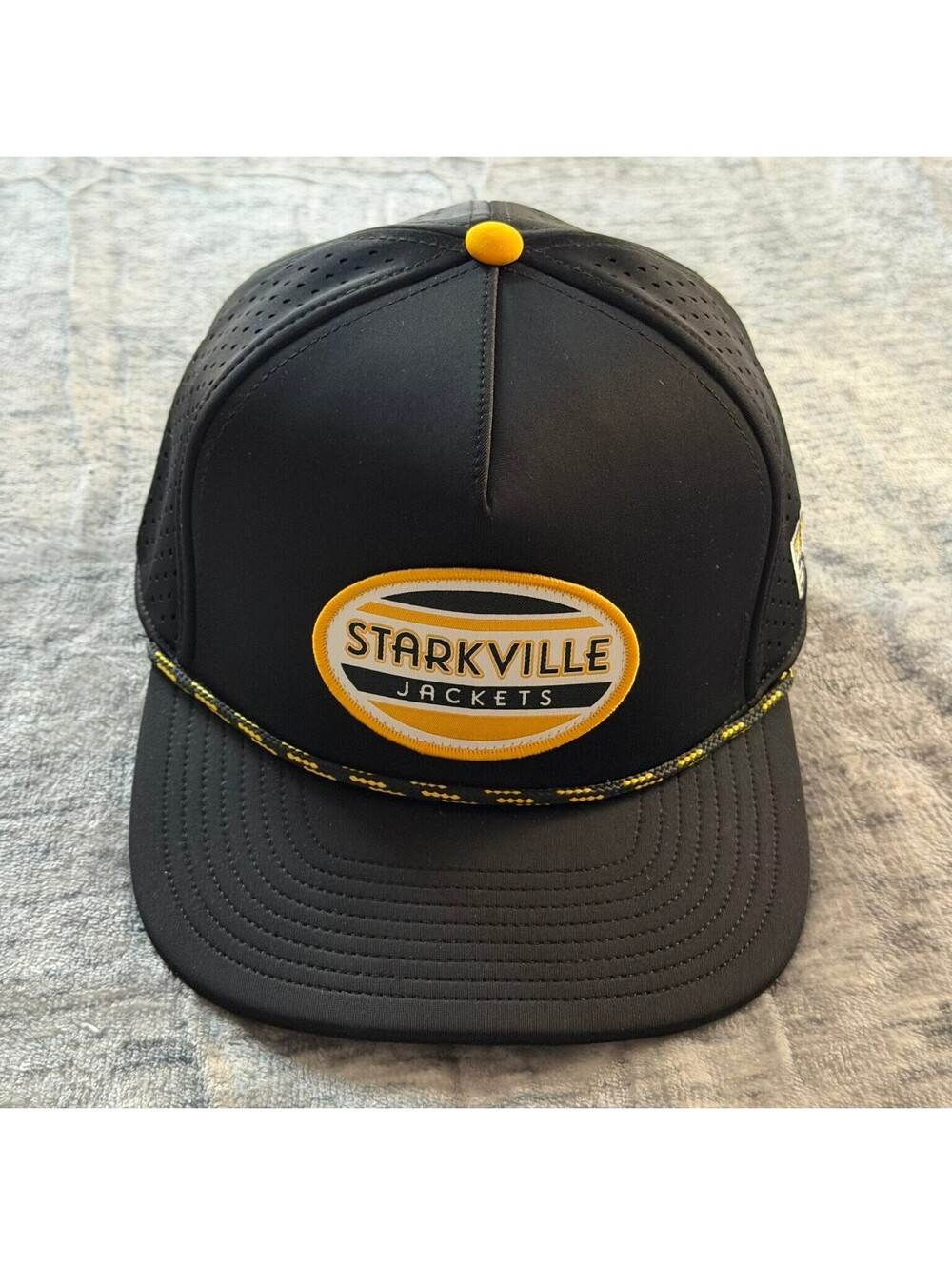 Starkville Jackets The Game G201R Performance Hat S/M Black Yellow Flat Brim
